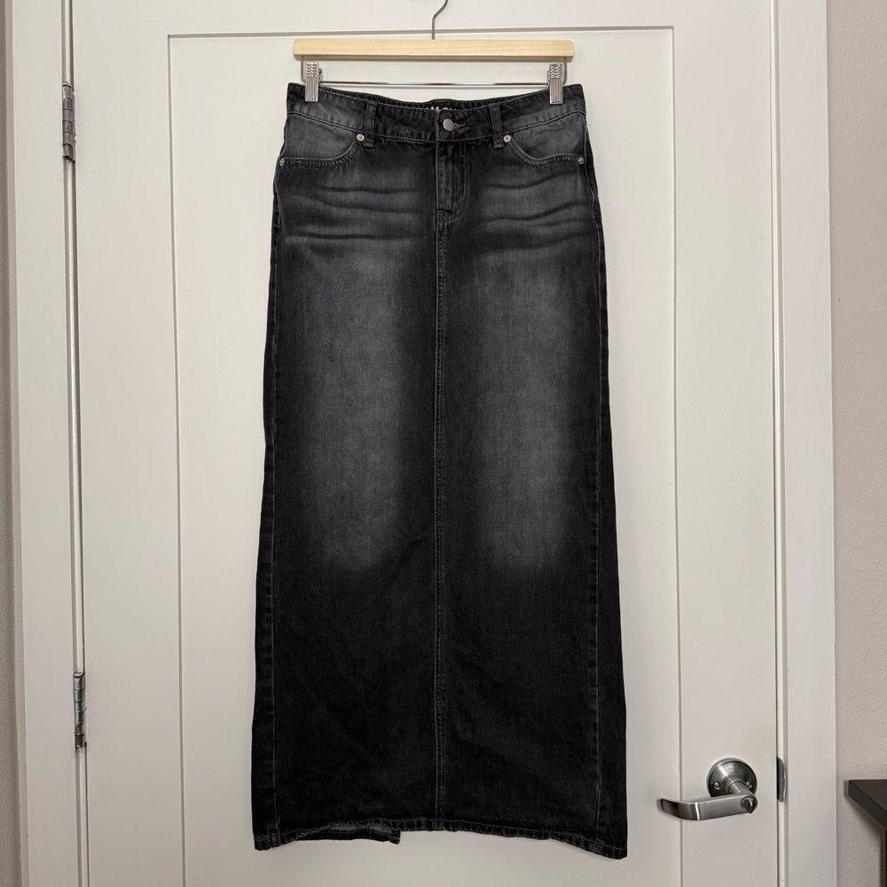 I Am Gia Nicky Maxi Jean Skirt Womens Sz XS Charcoal Denim Boho Retro Streetwear